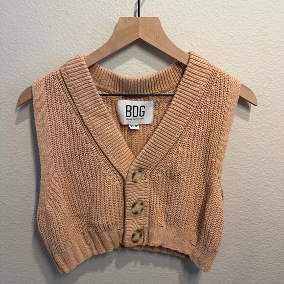 BDG Jackets & Blazers - BDG Urban Outfitters Mona Knit Tan Sweater Vest Cropped size XS